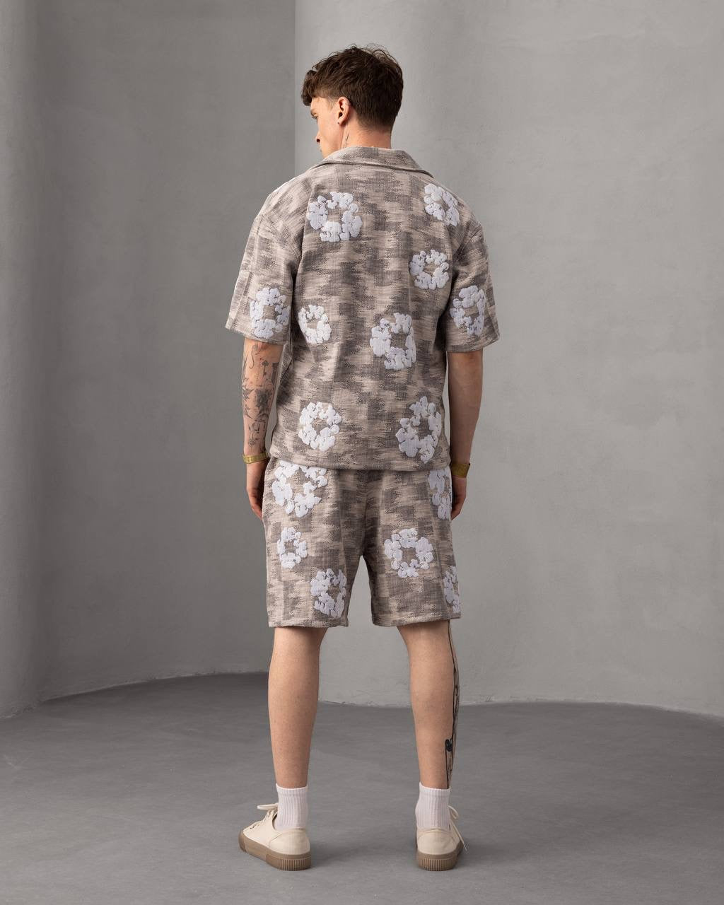 Floral Print Short Sleeve Button-Down Shirt and Shorts