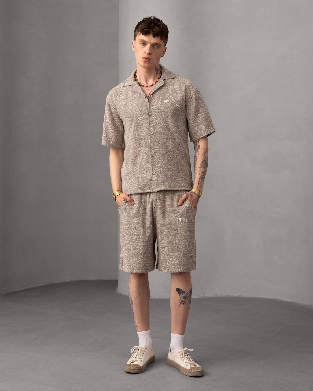 Floral Print Button-Up Shirt and Shorts Set