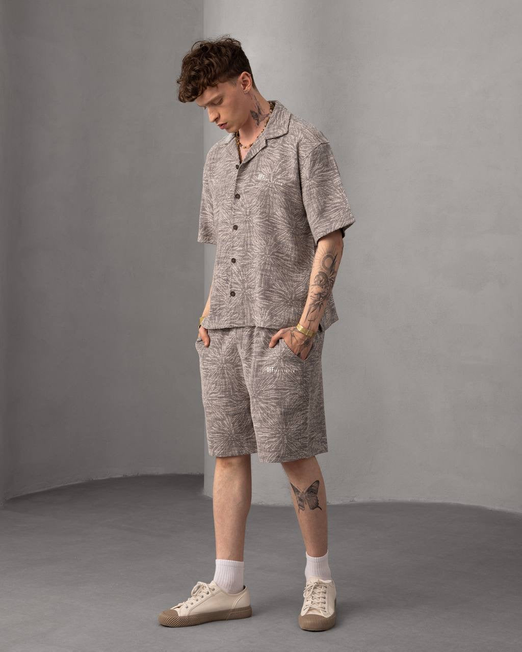 Floral Print Button-Up Shirt and Shorts Set