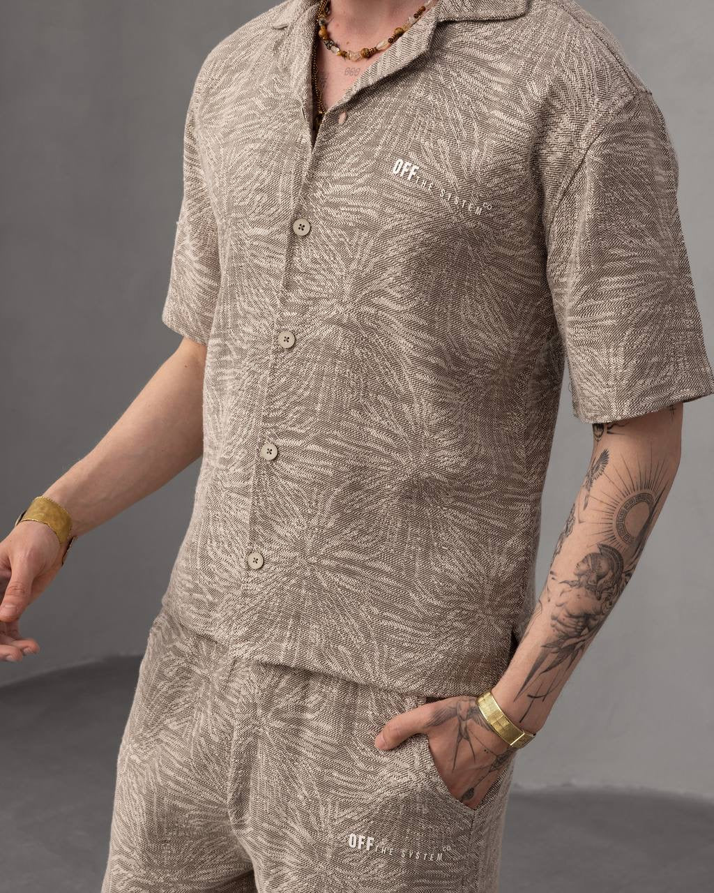 Floral Print Button-Up Shirt and Shorts Set