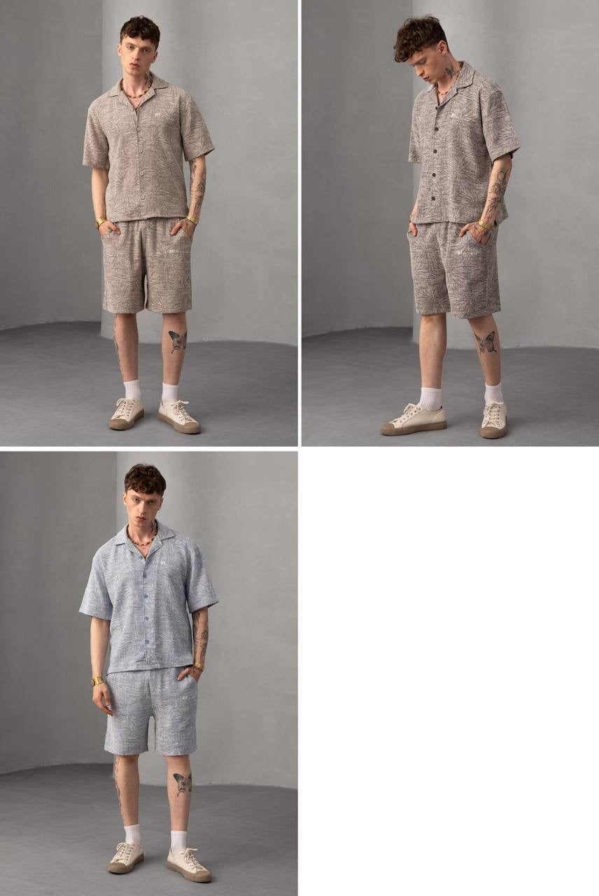 Floral Print Button-Up Shirt and Shorts Set