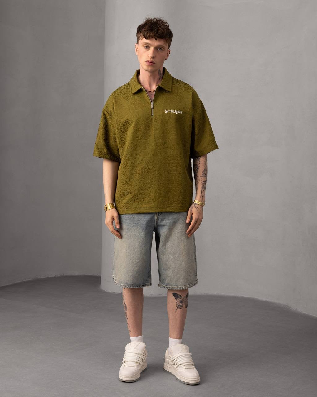 Off The System Zip Collar Casual Streetwear Shirt