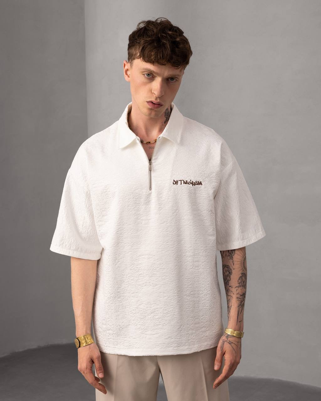 Off The System Zip Collar Casual Streetwear Shirt