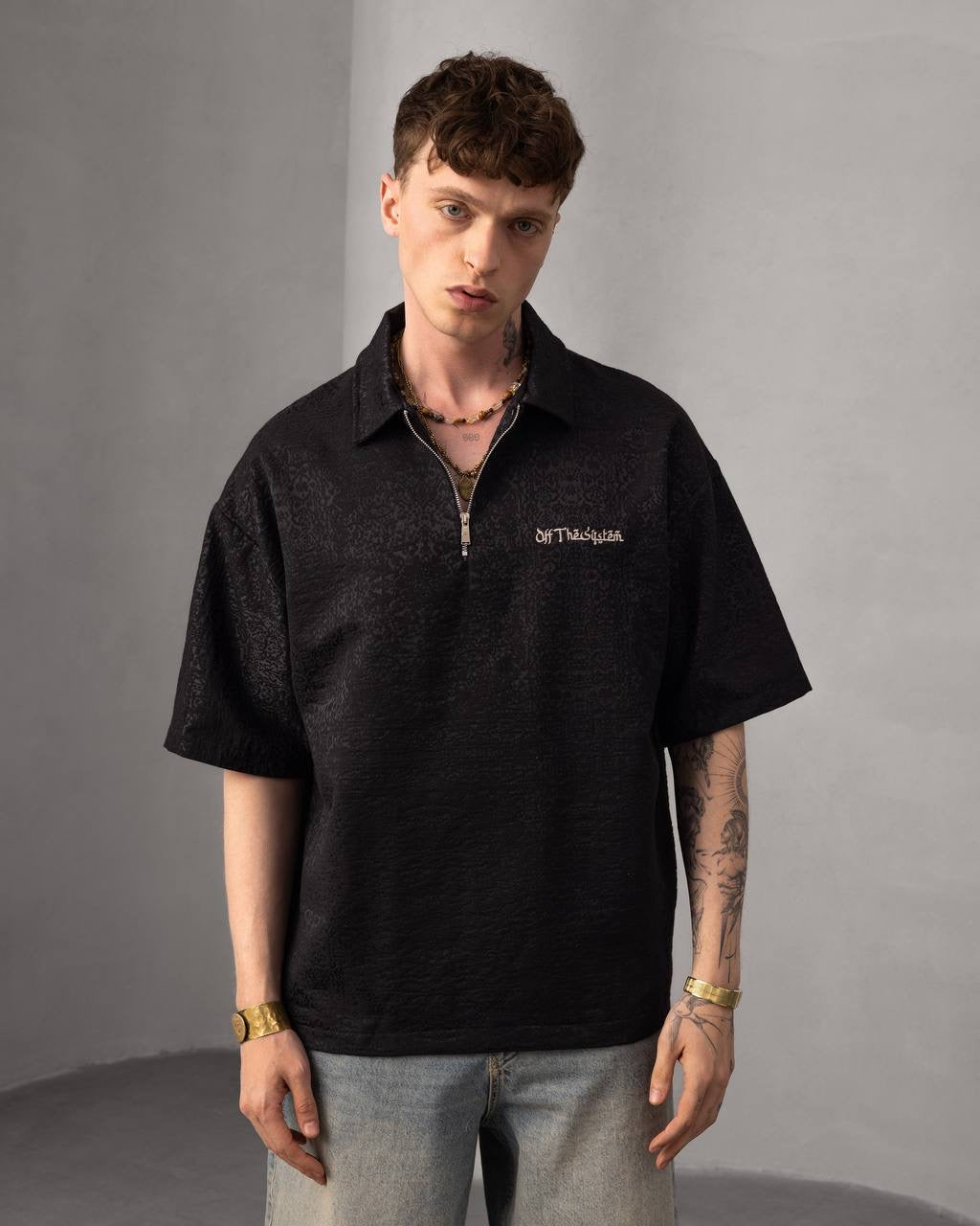 Off The System Zip Collar Casual Streetwear Shirt