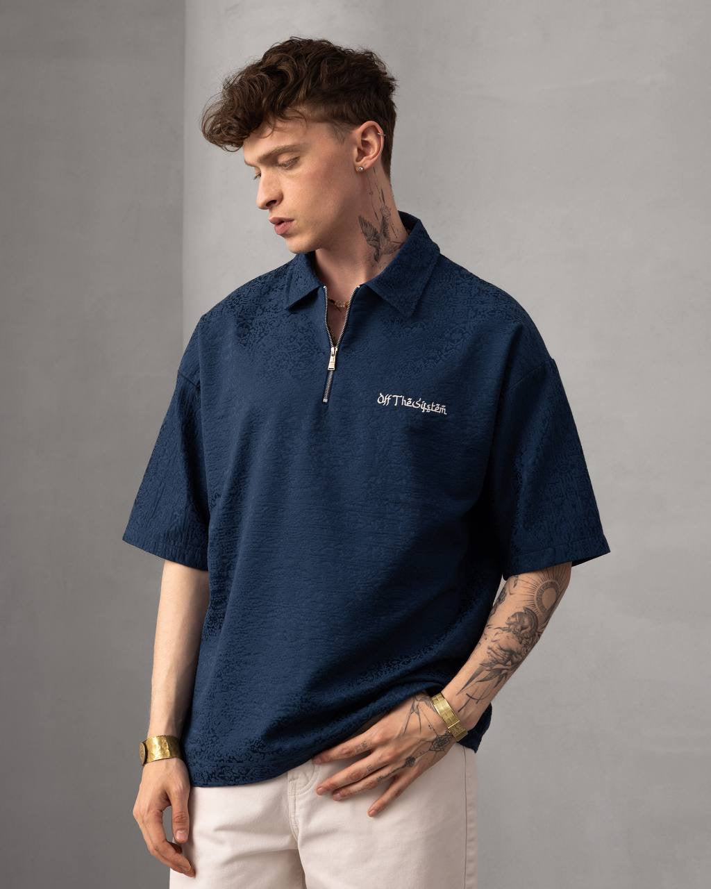 Off The System Zip Collar Casual Streetwear Shirt