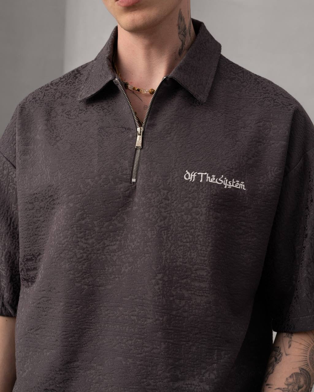 Off The System Zip Collar Casual Streetwear Shirt