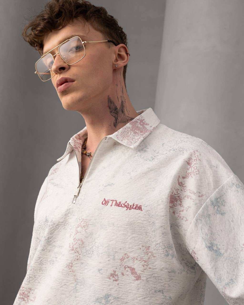 Zip Collar Tie-Dye Polo – Vintage Wash Streetwear Shirt