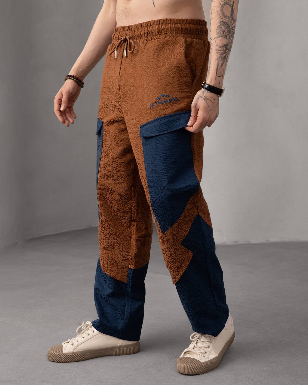 Textured Patchwork Streetwear Jacquard Cargo Pant