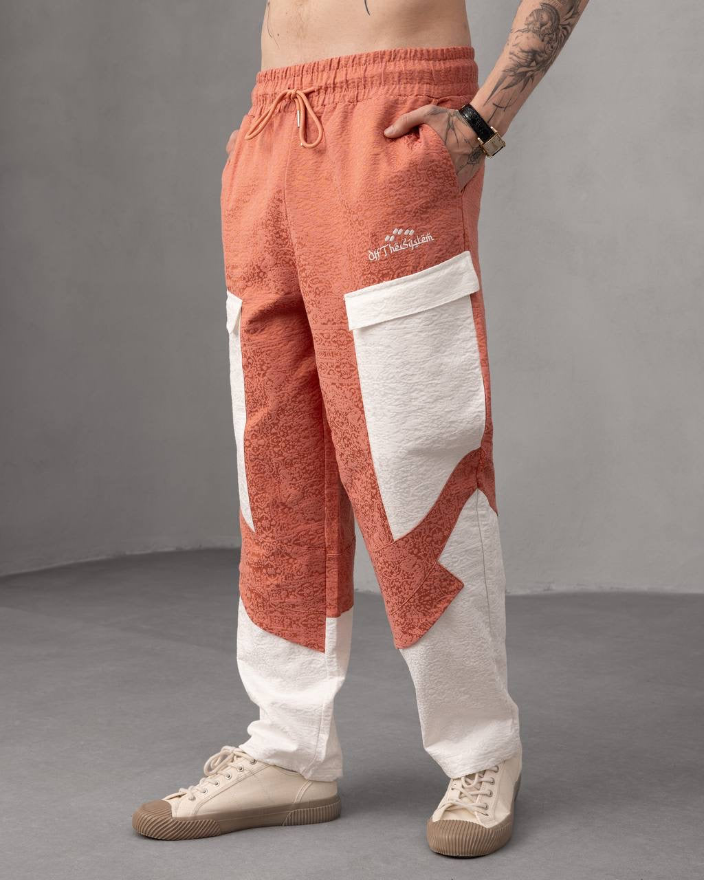 Textured Patchwork Streetwear Jacquard Cargo Pant