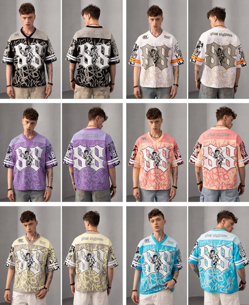 Graffiti Print Oversized Football Jersey – Casual Streetwear with Bold Design