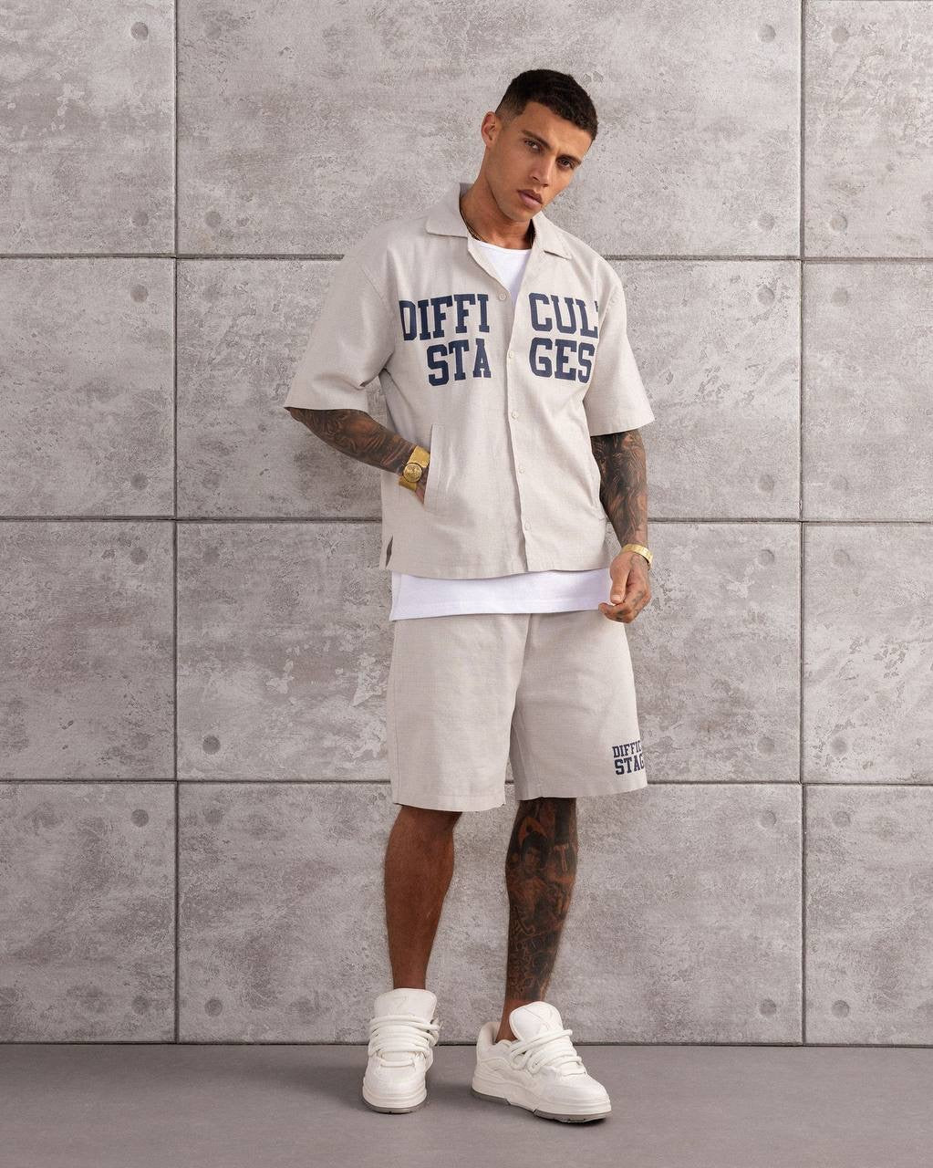 Men's Casual Trendy Printed Shirt & Shorts Set