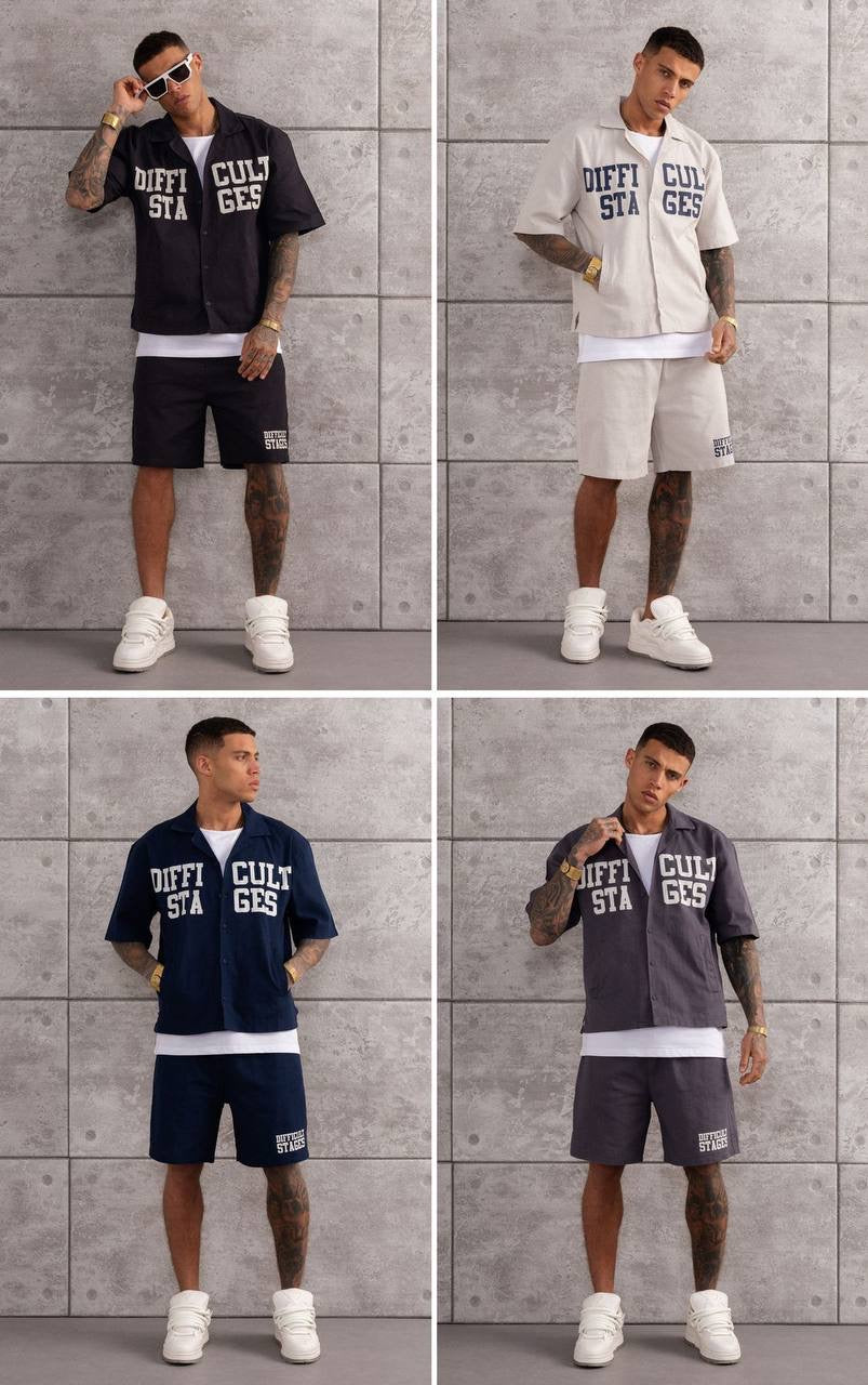 Men's Casual Trendy Printed Shirt & Shorts Set