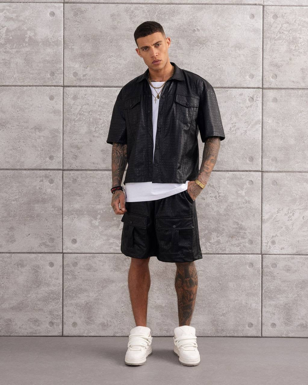 Men's Casual  Summer Streetwear Cargo Shirt & Shorts Set