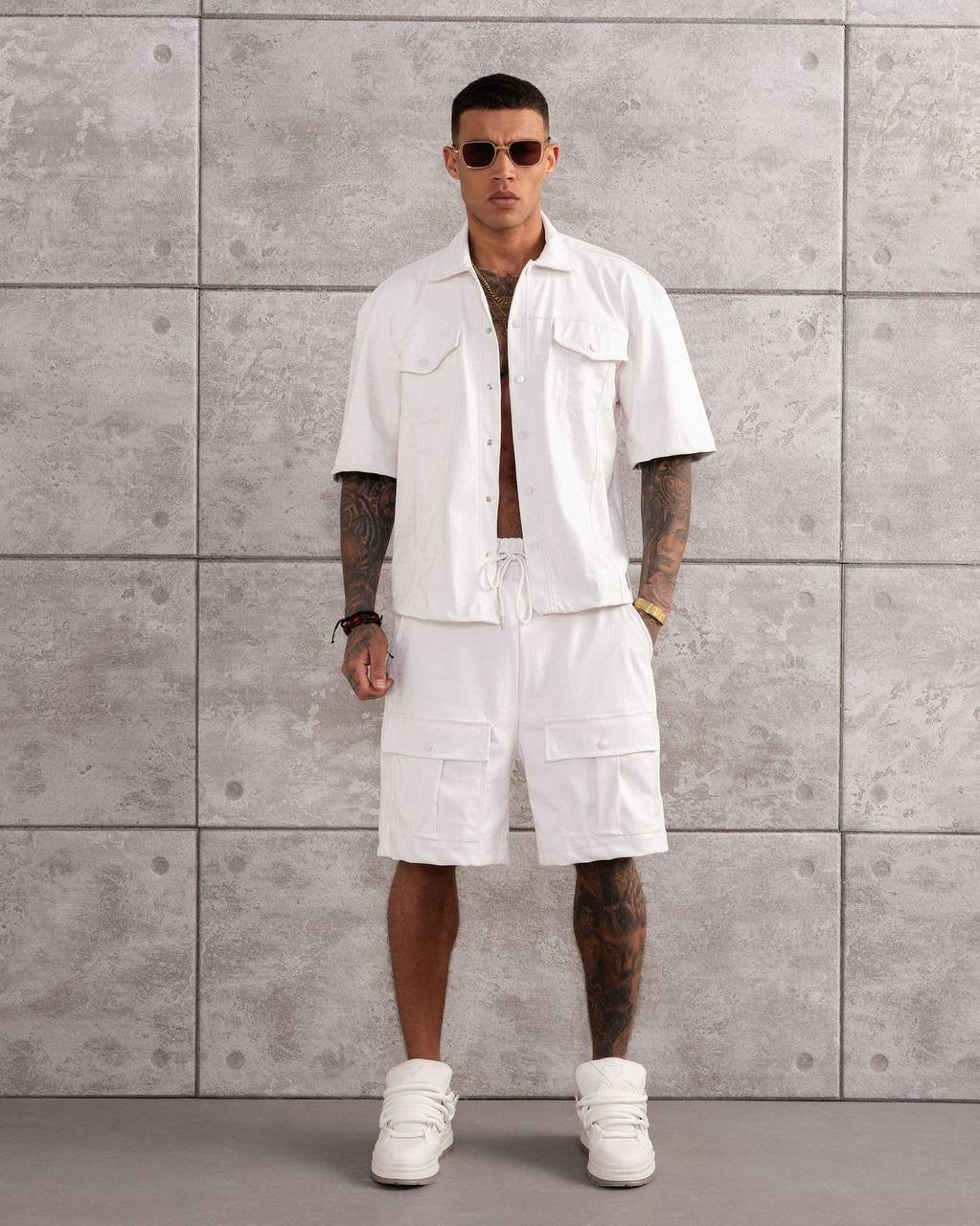 Men's Casual  Summer Streetwear Cargo Shirt & Shorts Set