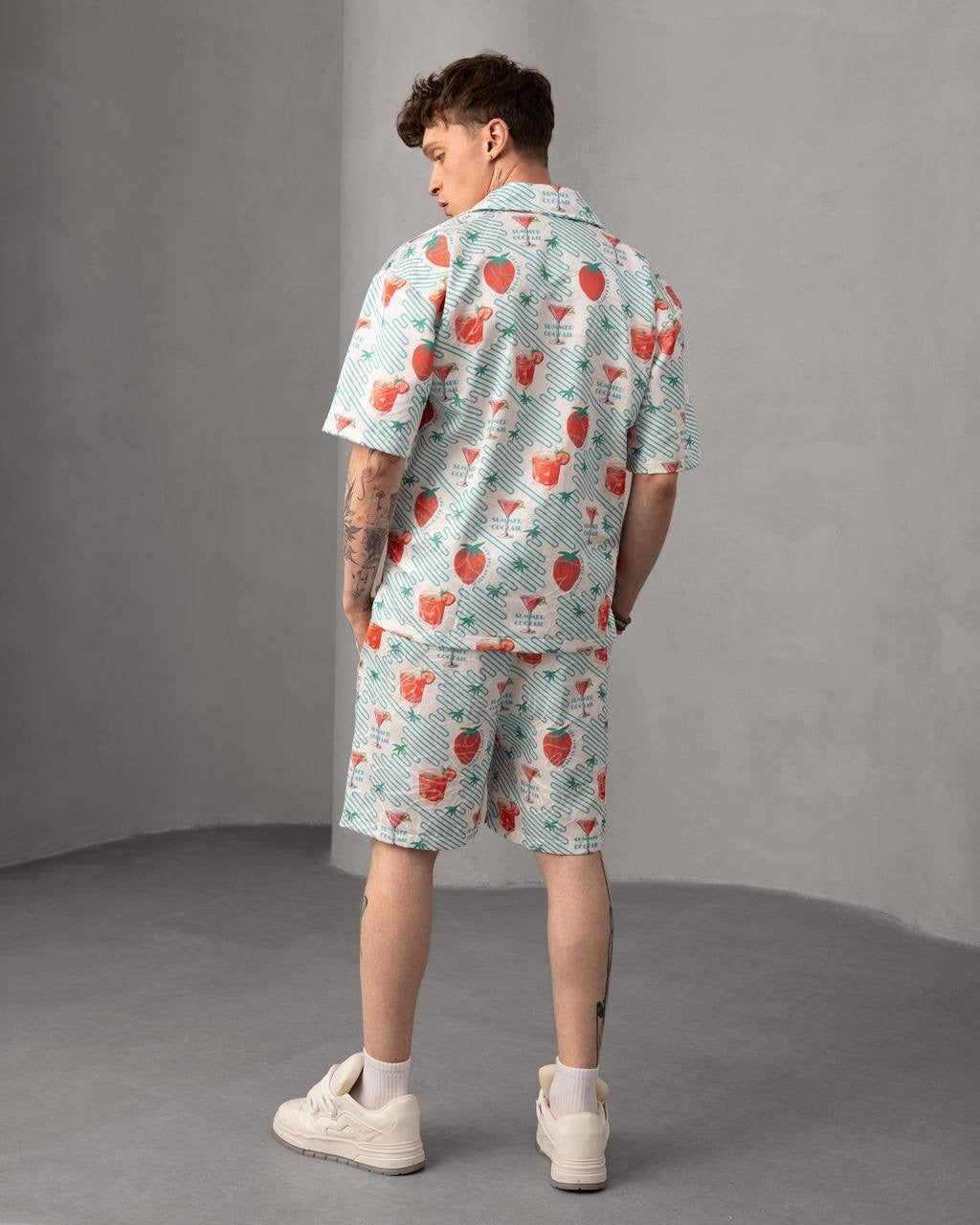 Tropical Paradise Floral Print Short Sleeve Shirt & Shorts Set