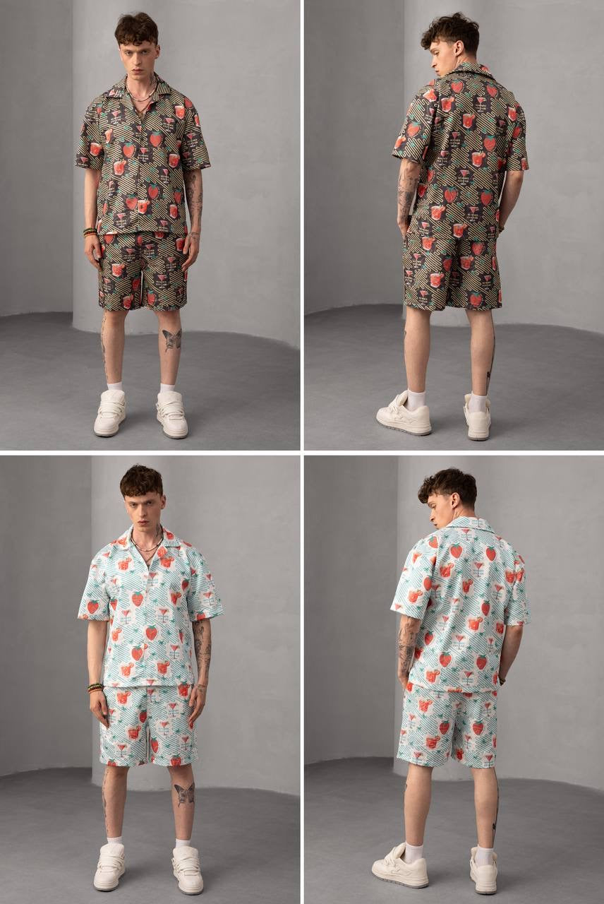 Tropical Paradise Floral Print Short Sleeve Shirt & Shorts Set