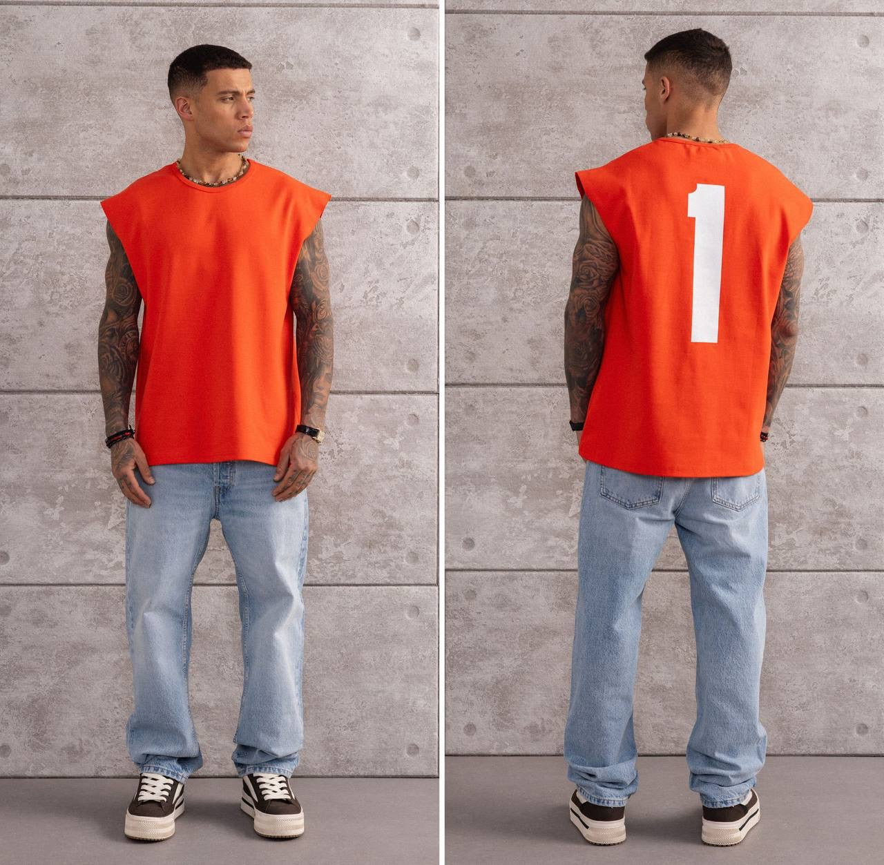 Men’s Bold Number 1 Sleeveless Shirt - Streetwear Oversized Tank