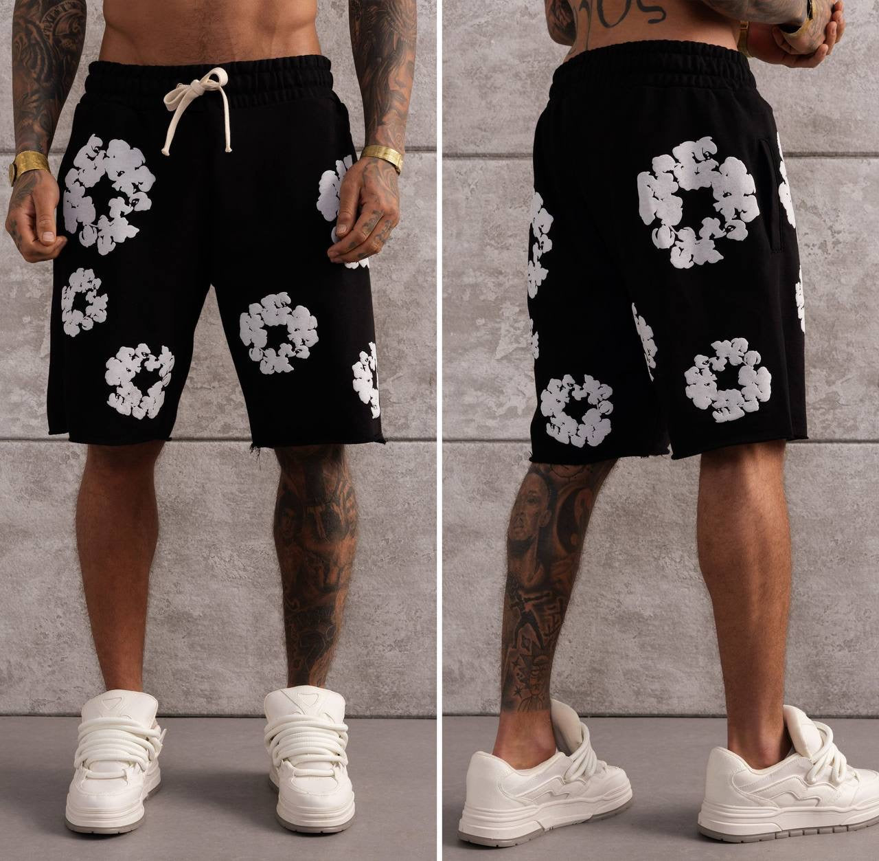 Floral Print Sweat Shorts – Comfortable Streetwear with Drawstring Waist