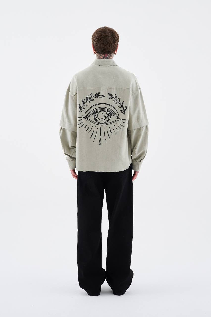 Men's Boxy Fit Casual Shirt with Printed Detachable Sleeves in Soft Cotton