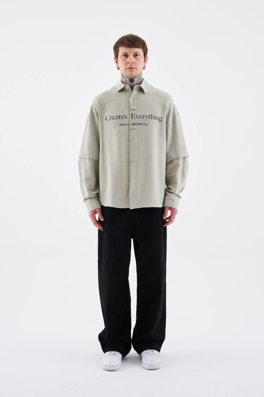 Men's Boxy Fit Casual Shirt with Printed Detachable Sleeves in Soft Cotton