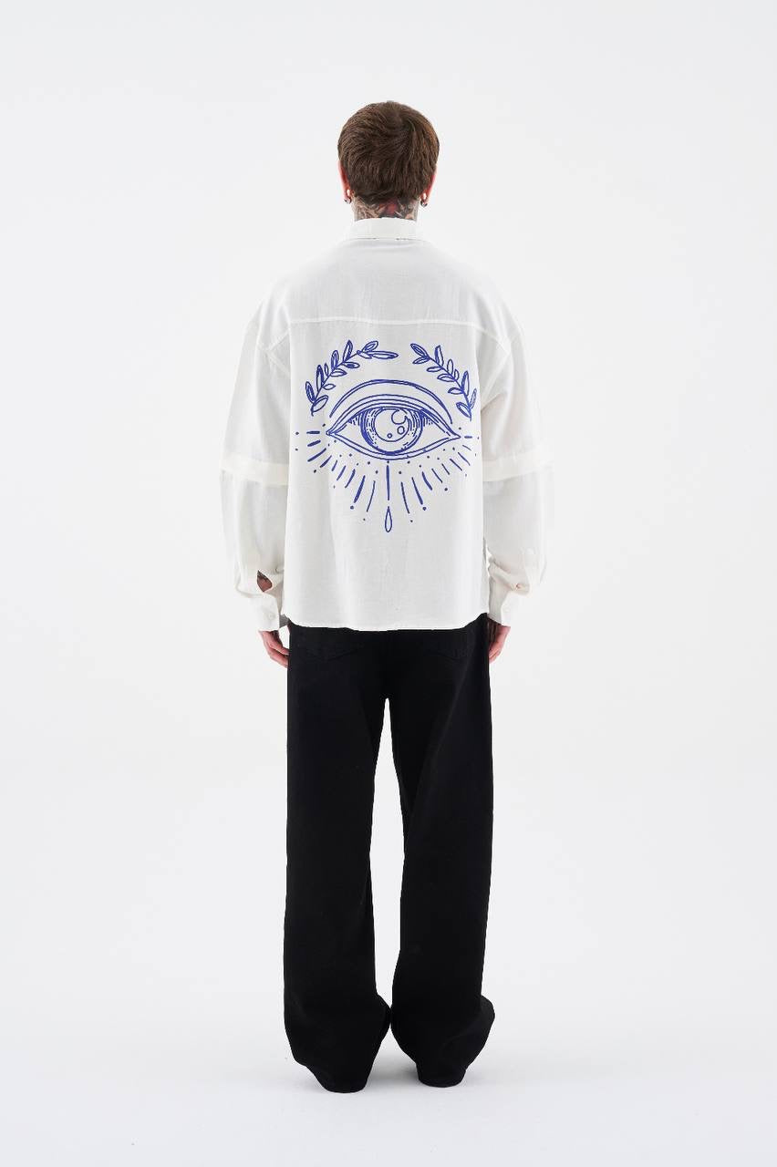 Men's Boxy Fit Casual Shirt with Printed Detachable Sleeves in Soft Cotton