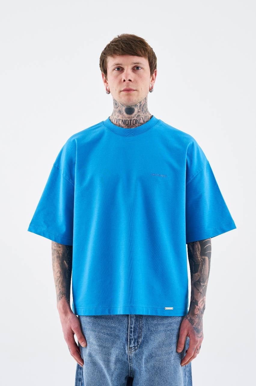 Men's Boxy Fit Short Sleeve T-Shirt in Soft Blue Cotton
