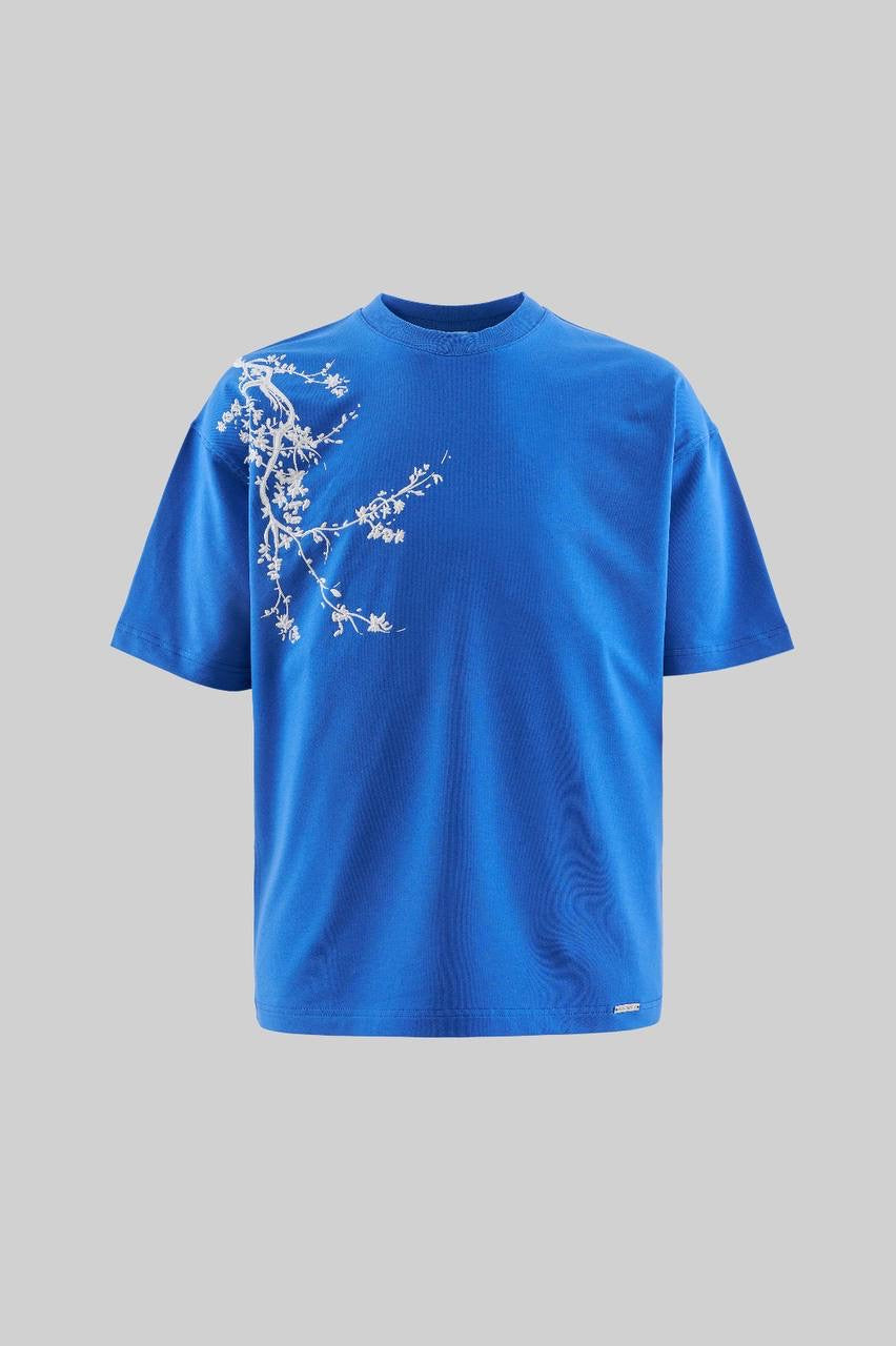 Men’s Boxy Fit White Floral Print Short Sleeve T-Shirt in Soft Cotton