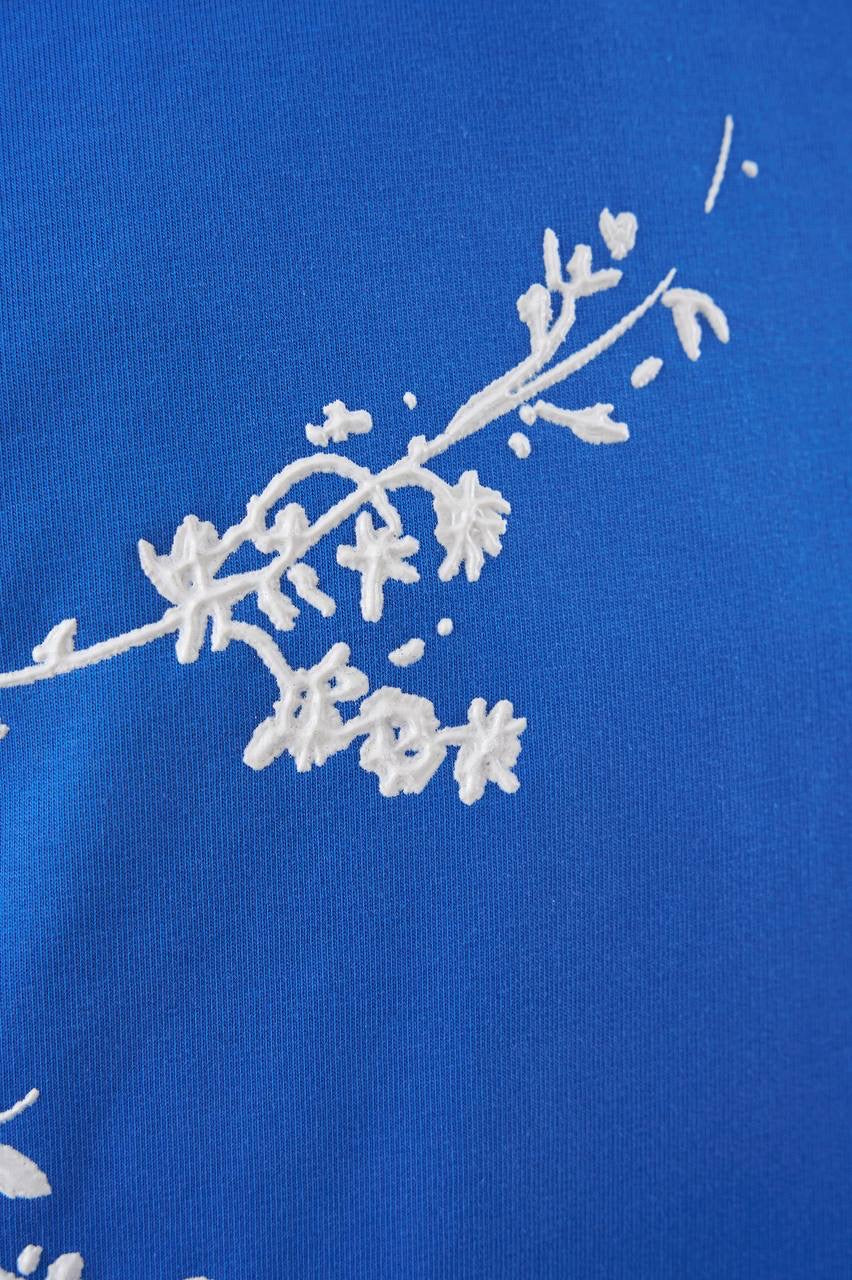 Men’s Boxy Fit White Floral Print Short Sleeve T-Shirt in Soft Cotton