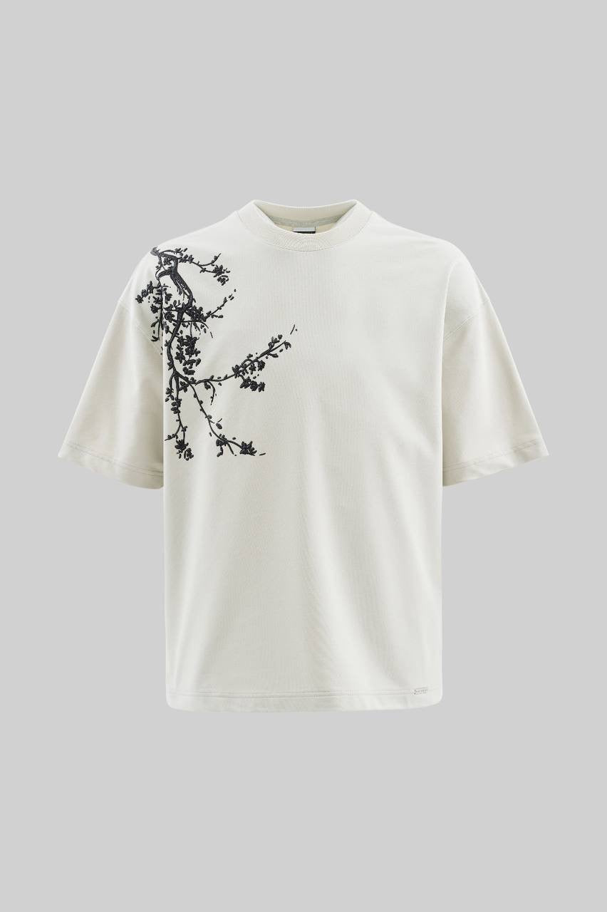 Men’s Boxy Fit Black Floral Print Short Sleeve T-Shirt