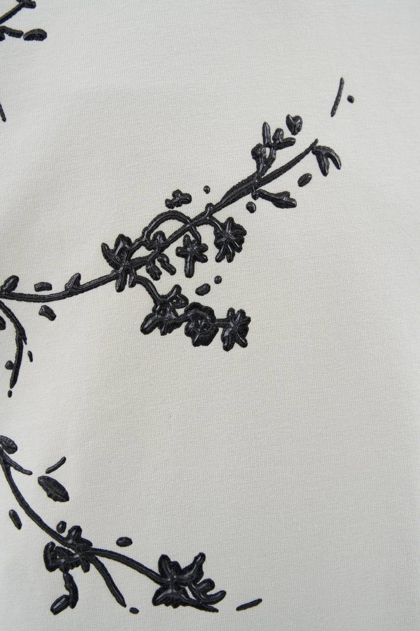 Men’s Boxy Fit Black Floral Print Short Sleeve T-Shirt