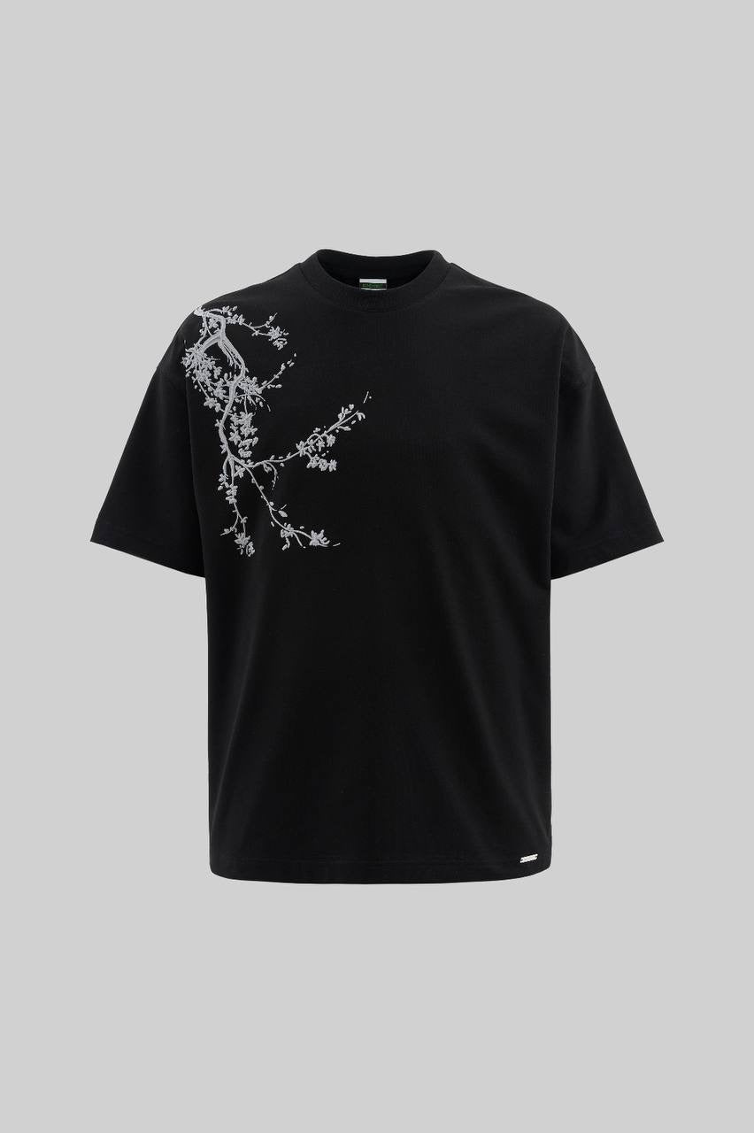 Men’s Boxy Fit Space-Inspired and Sleeve Print Short Sleeve T-Shirt