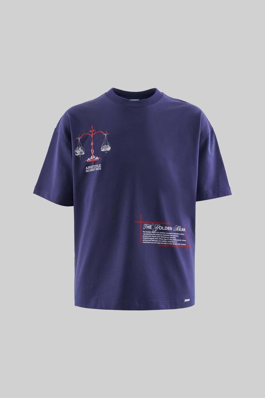 Men's Boxy Fit Short Sleeve T-Shirt in Navy Blue Soft  Cotton