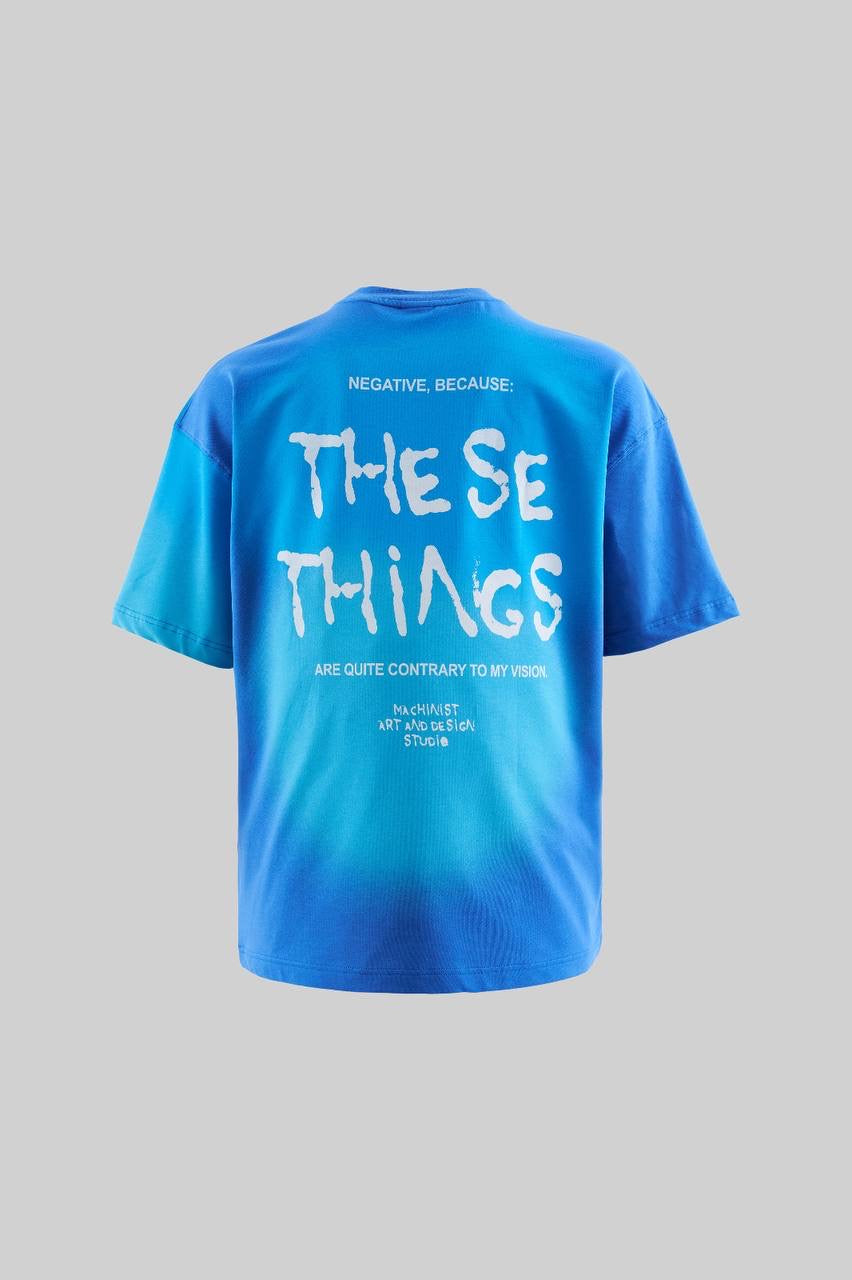 Men's Boxy Fit Short Sleeve T-Shirt in Blue Ombre Soft Cotton