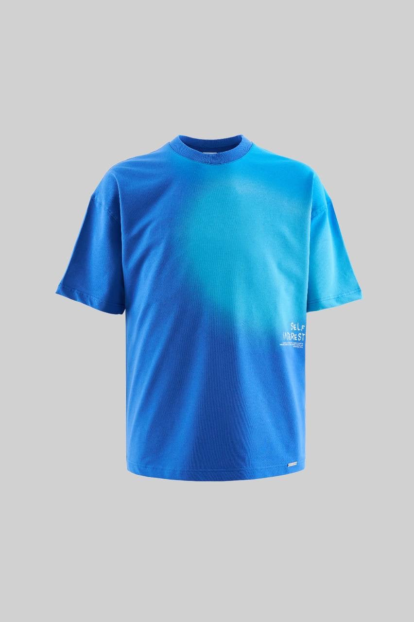 Men's Boxy Fit Short Sleeve T-Shirt in Blue Ombre Soft Cotton