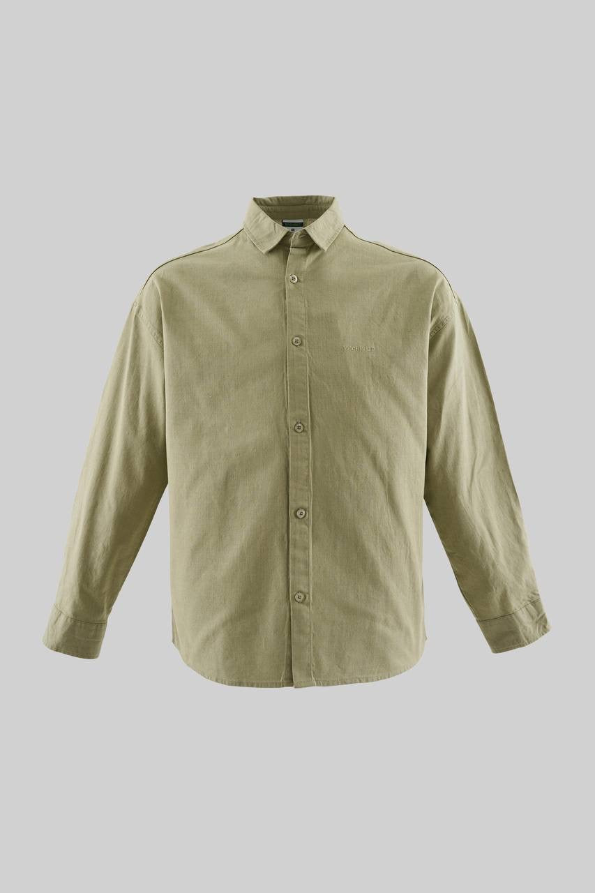Men's Relaxed Fit Long Sleeve Shirt in Linen Texture