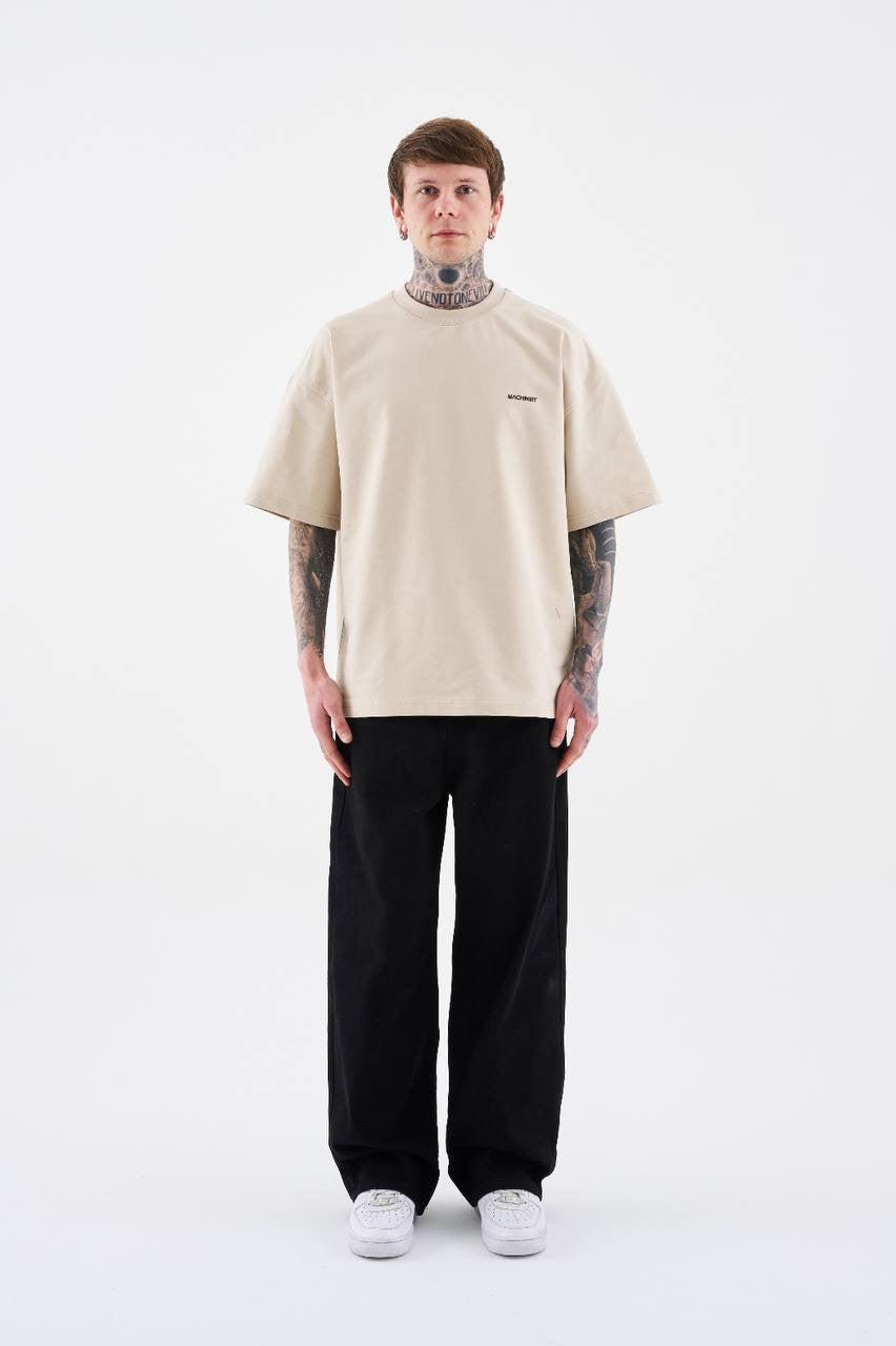 Men’s Boxy Fit Short Sleeve T-Shirt in Soft Cotton - Beige