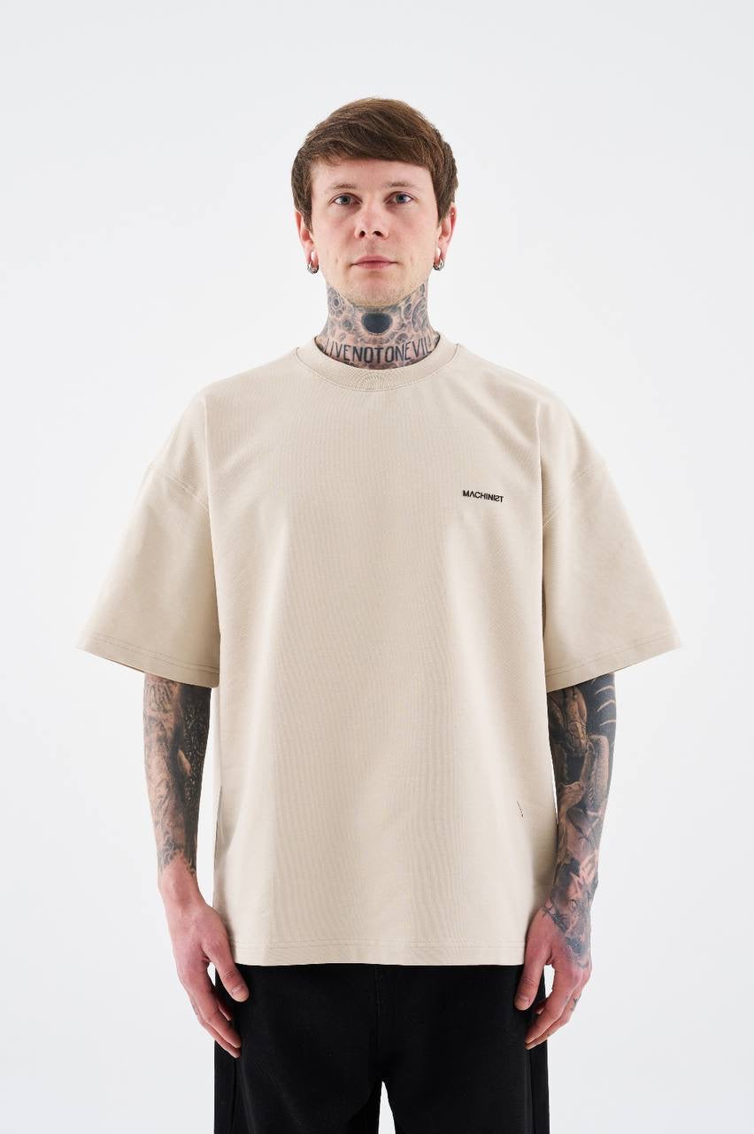 Men’s Boxy Fit Short Sleeve T-Shirt in Soft Cotton - Beige