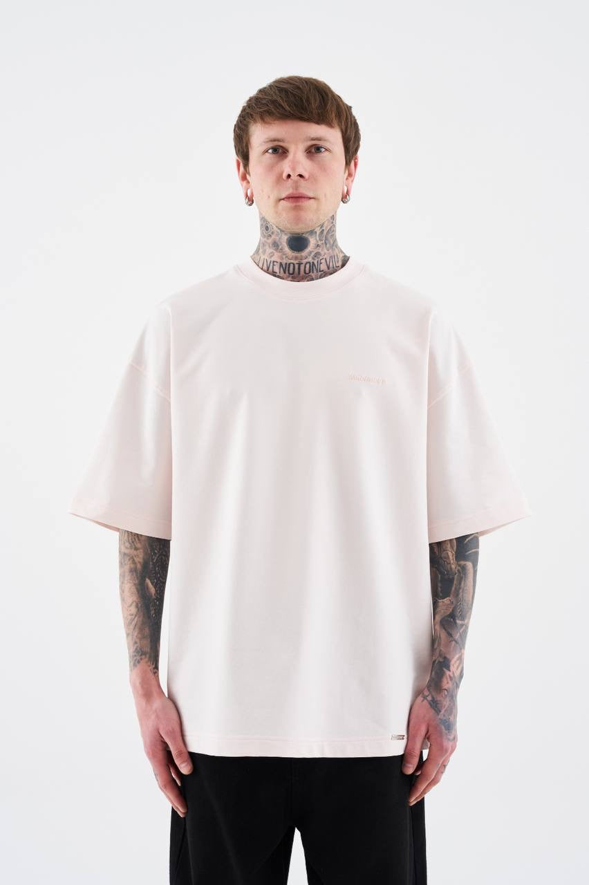 Men’s Drop Shoulder Cotton T-Shirt Cream Elegant