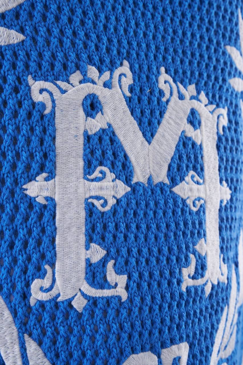 Men’s Knit College Style T-Shirt in Saks Blue