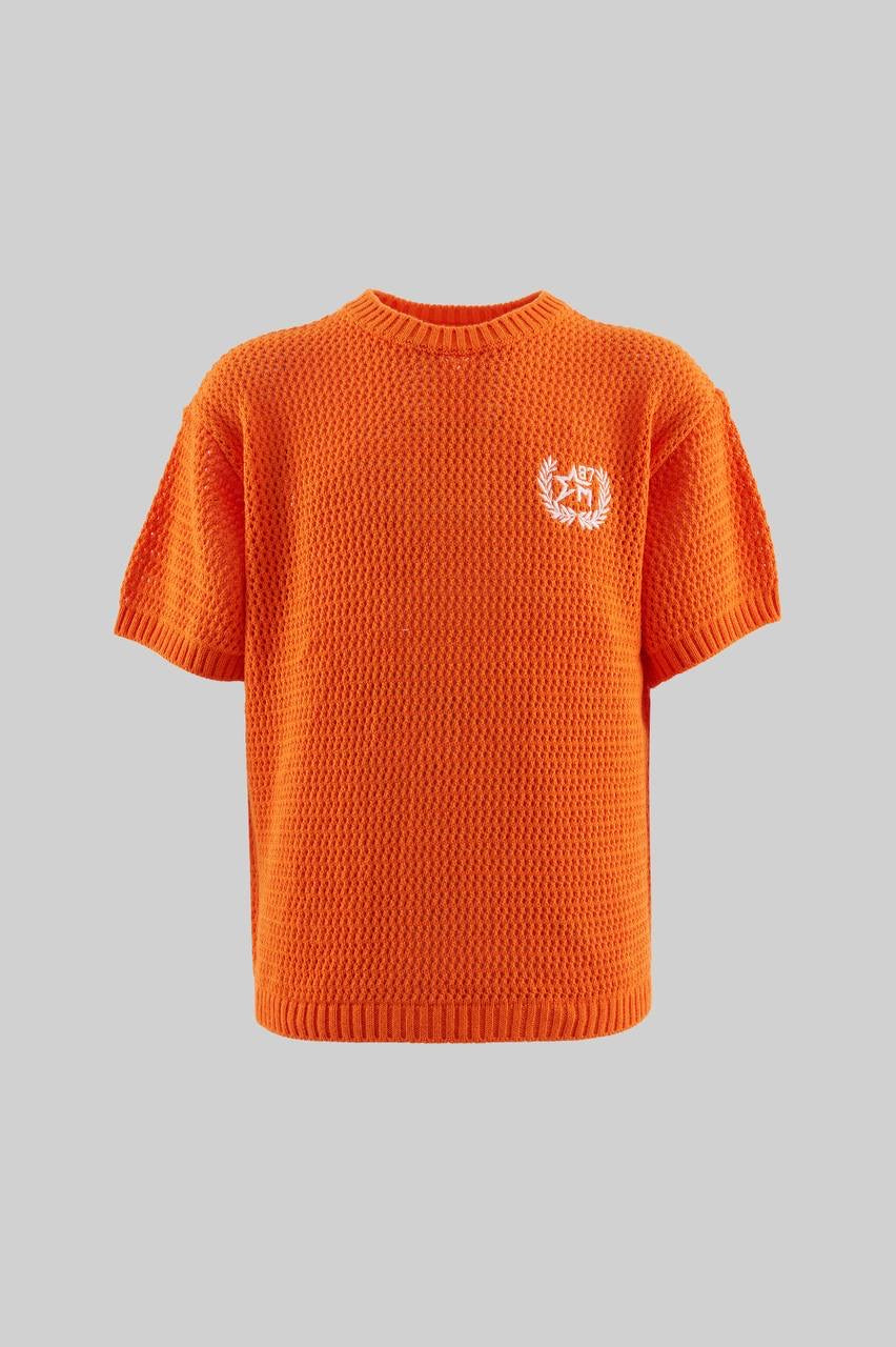 Men’s Orange Knit Tee with Badge