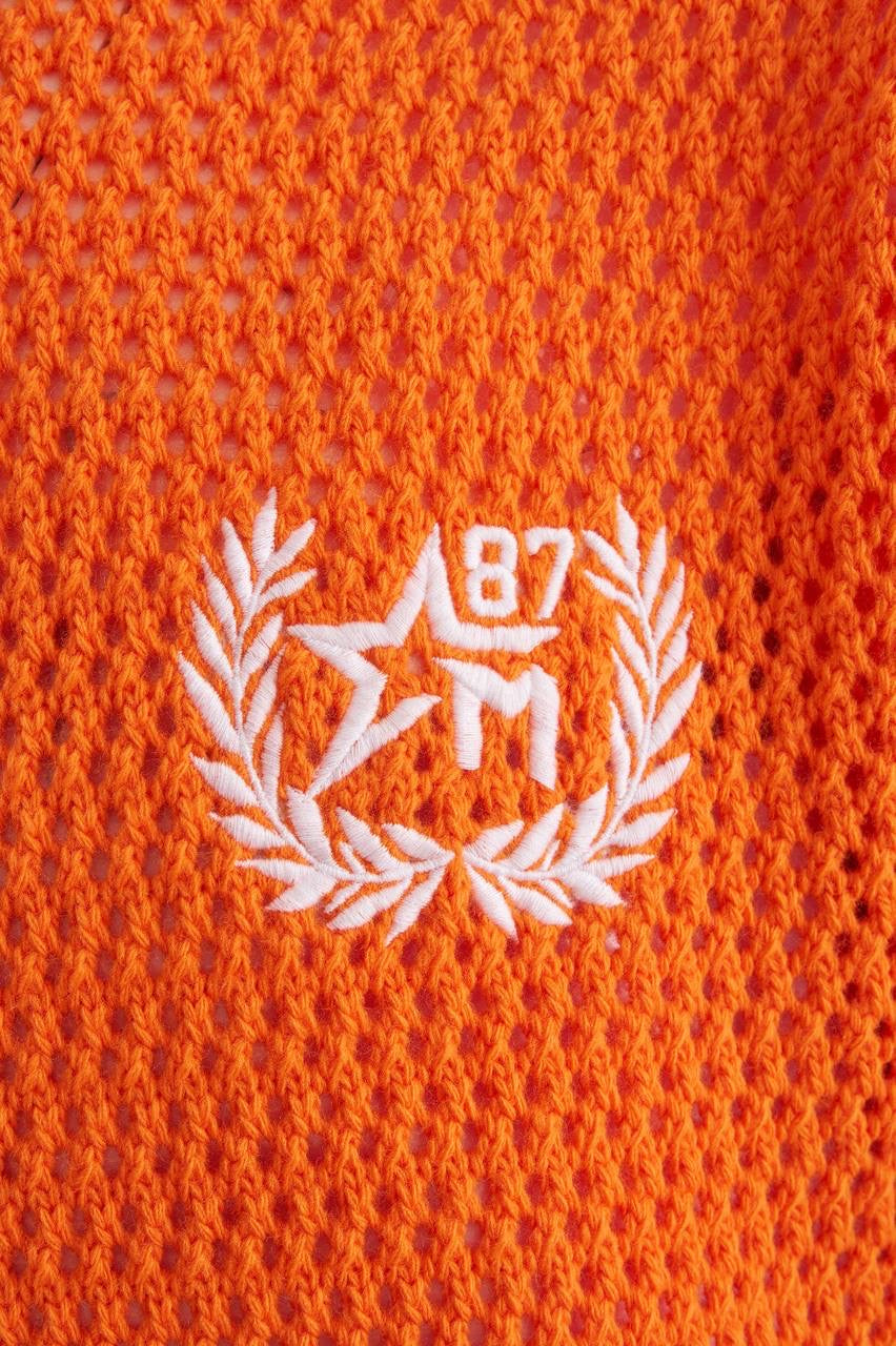 Men’s Orange Knit Tee with Badge