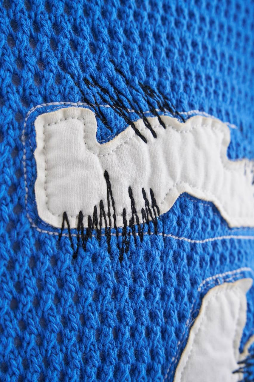 Saks Blue Appliqué T-Shirt for Men