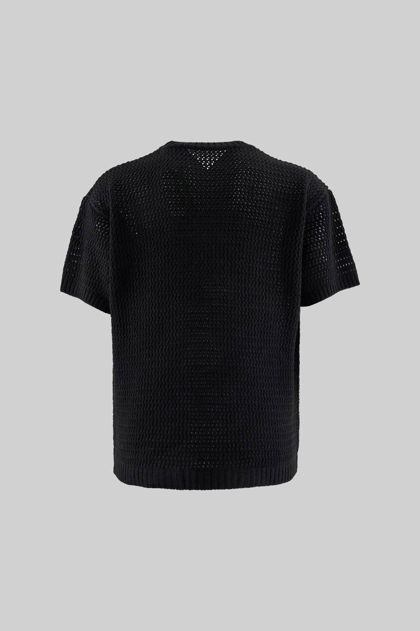 Men’s Longline Black Knit T-Shirt