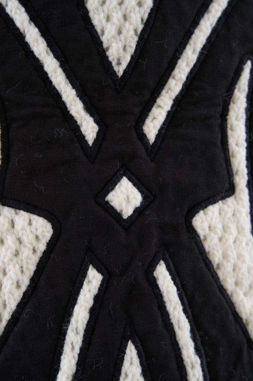 Men's Knıt M Letter Applıque Tee Black