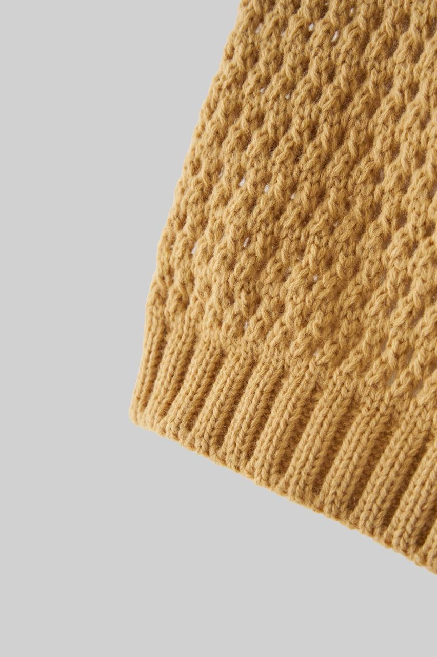 Soft Beige Knit College Tee for Men