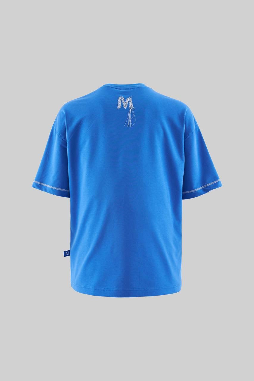 Men’s Boxy Fit Short Sleeve T-Shirt in Blue Cotton
