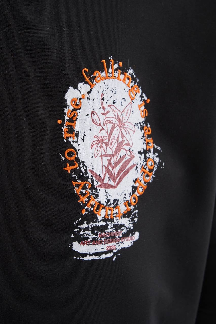 Men’s Oversized Short Sleeve T-Shirt with Floral Print and Embroidery in Soft Cotton