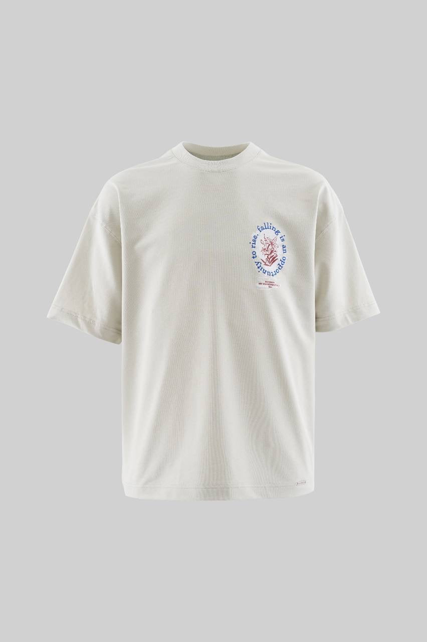 Men’s Boxy Fit Short Sleeve Embroidered T-Shirt in Space Grey Cotton