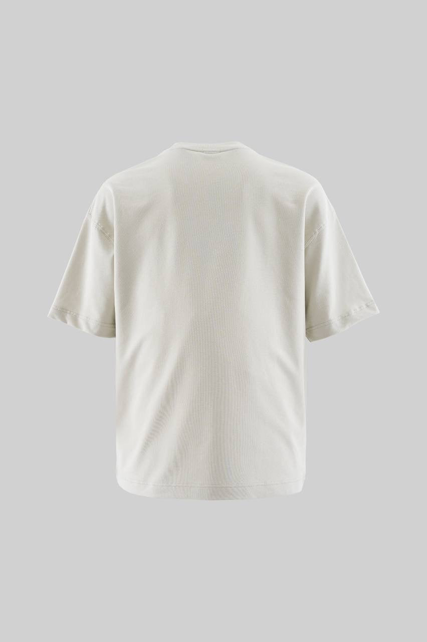 Men’s Boxy Fit Short Sleeve Embroidered T-Shirt in Space Grey Cotton