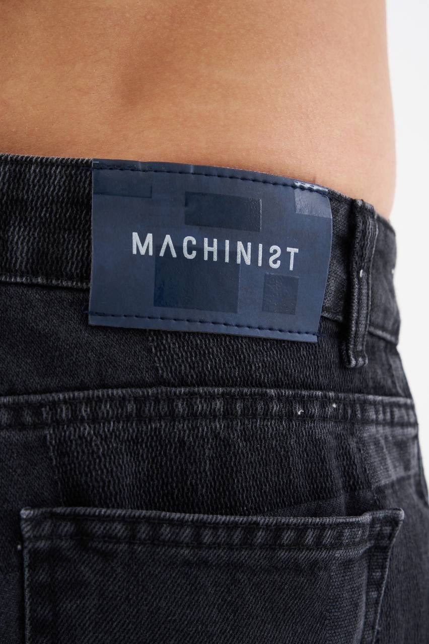 Men’s Oversized Fragmented Pattern Jean in Anthracite Denim